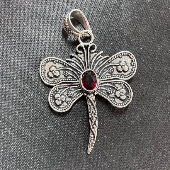 Garnet Dragonfly Pendant - Picture 1 of 6